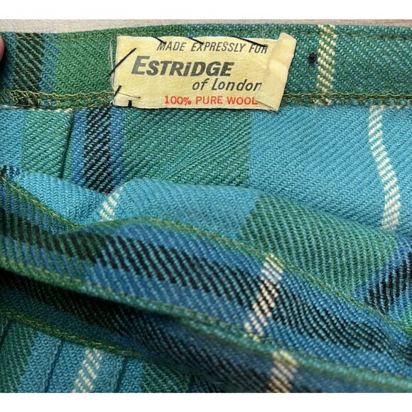 Estridge Of England-Green Plaid Tartan Pleated Wrap Wool Skirt Medium Read-VNTG - Picture 8 of 12